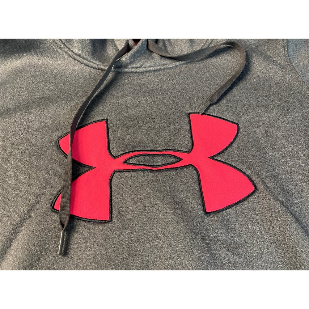 Under Armour Hoodie Women Large Gray Pink Excellent Storm Fleece Pullover - Picture 3 of 10